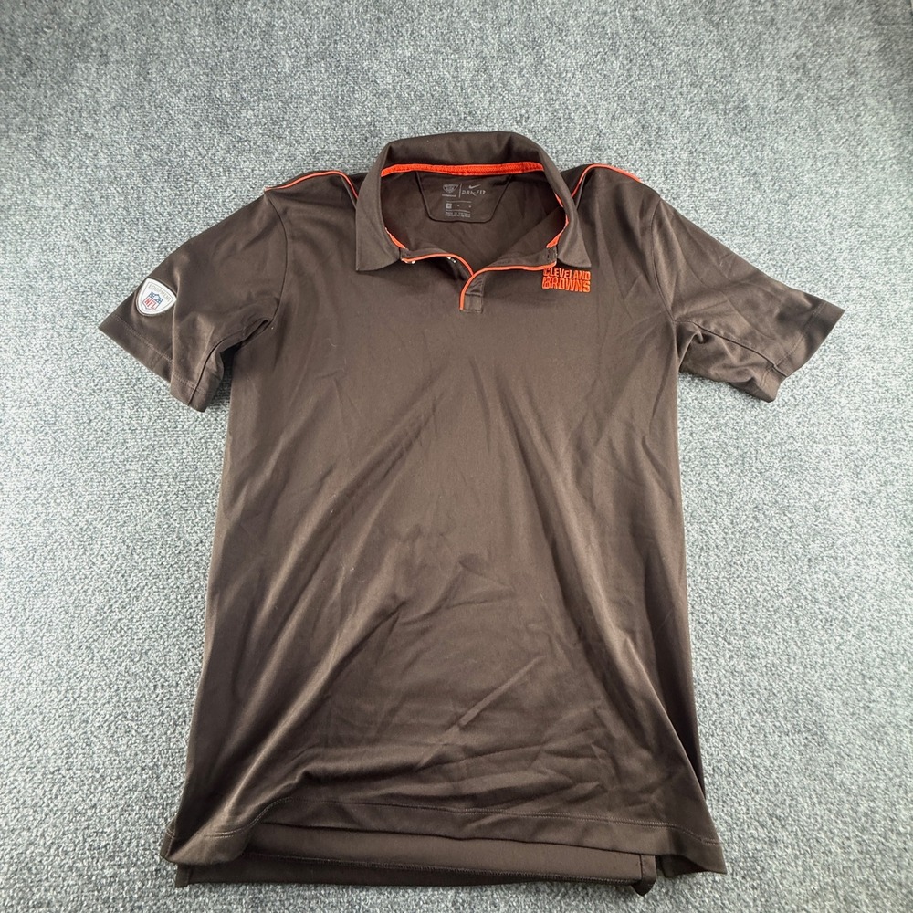 Nike Mens Cleveland Browns NFL Dri-FIT Training Polo Shirt Brown Orange Medium